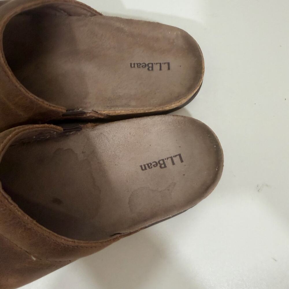 LL Bean Leather Clog Mule Womens Size 7 Medium Brown Slip On Go Anywhere Suede - Picture 3 of 5